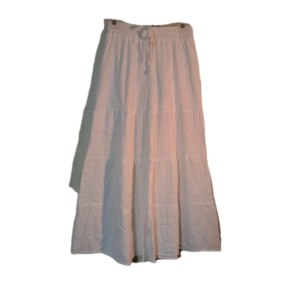 Womens White Medium Large Gaucho Pants Elastic Spring Easter